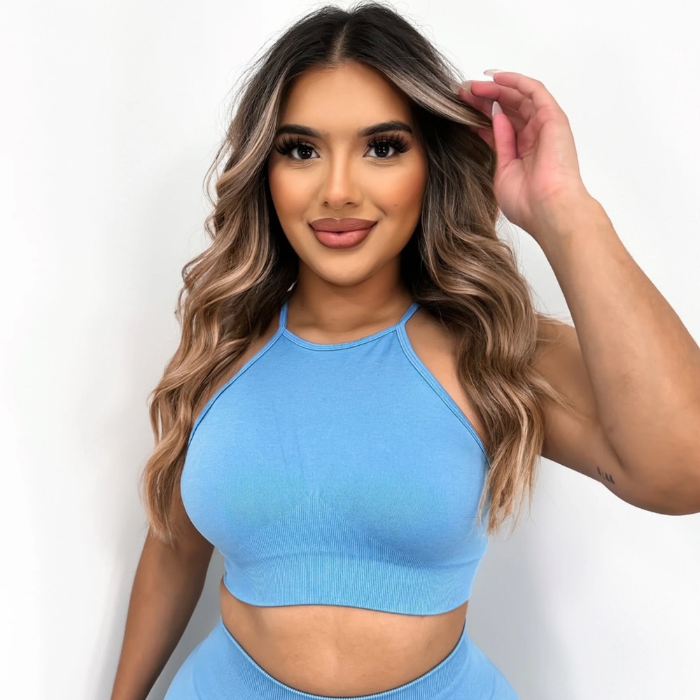 Peachy Bunz Sports Bra Sz S Light Blue